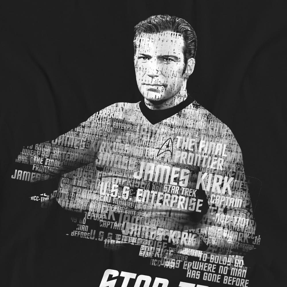 Black - Pack Shot - Star Trek Unisex Adult Words Captain Kirk T-Shirt