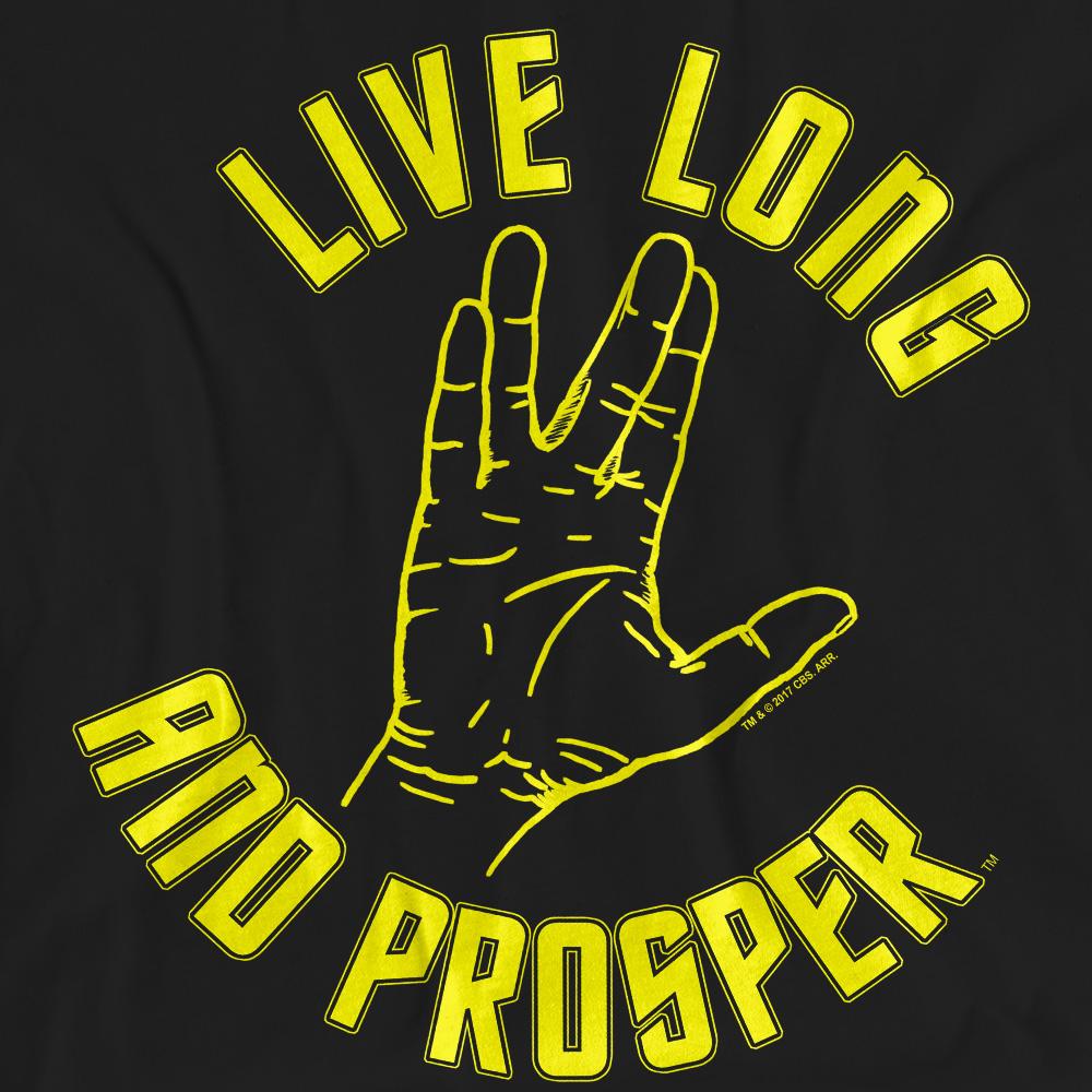 Black - Pack Shot - Star Trek Unisex Adult Live Long Hand T-Shirt
