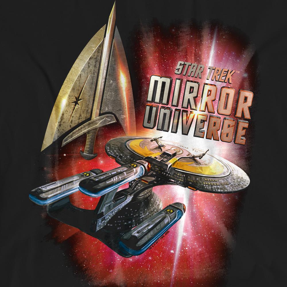 Black - Pack Shot - Star Trek Unisex Adult Mirror Enterprise T-Shirt