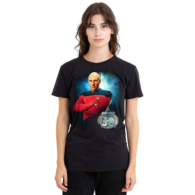 Black - Side - Star Trek Unisex Adult 30 Jean-Luc Picard T-Shirt