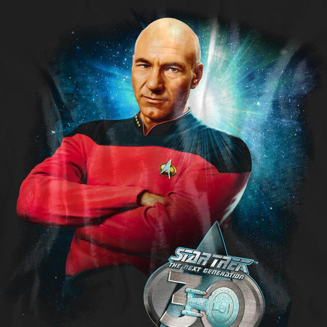 Black - Pack Shot - Star Trek Unisex Adult 30 Jean-Luc Picard T-Shirt