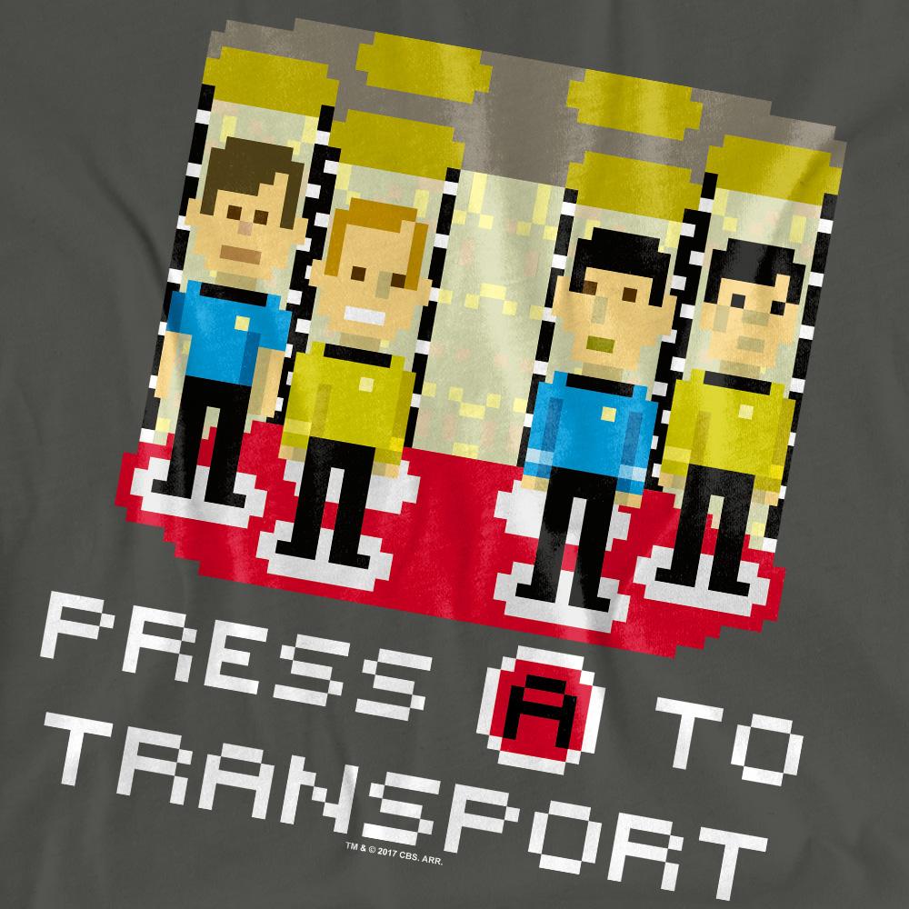 Charcoal - Pack Shot - Star Trek Unisex Adult Press A to Transport T-Shirt
