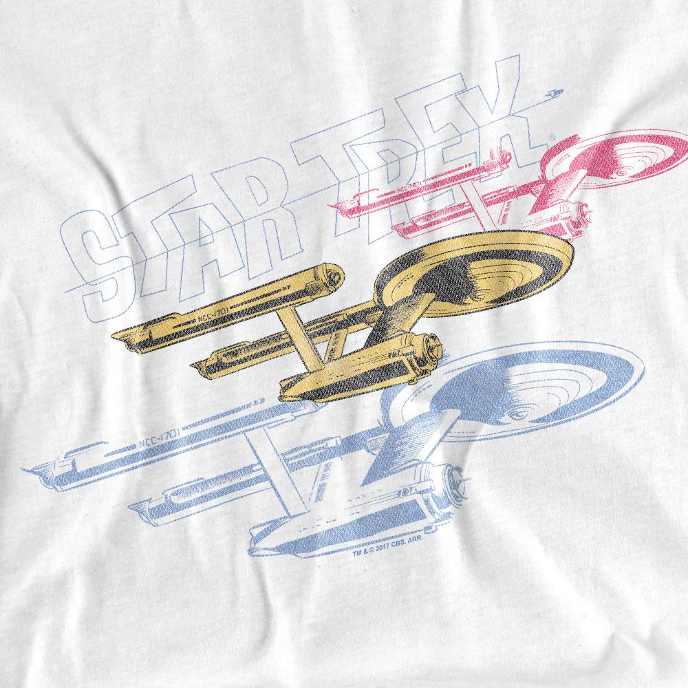 White - Pack Shot - Star Trek Unisex Adult Tri Enterprise Retro T-Shirt