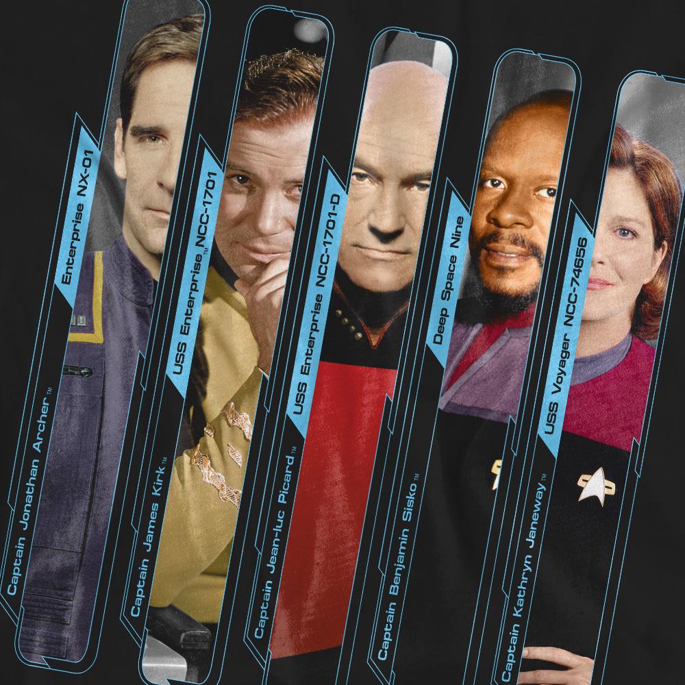 Black - Pack Shot - Star Trek Unisex Adult The Captains T-Shirt