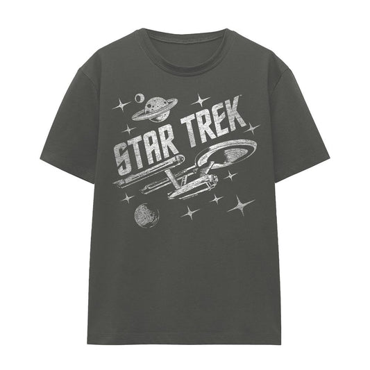 Charcoal - Front - Star Trek Unisex Adult Through Space T-Shirt