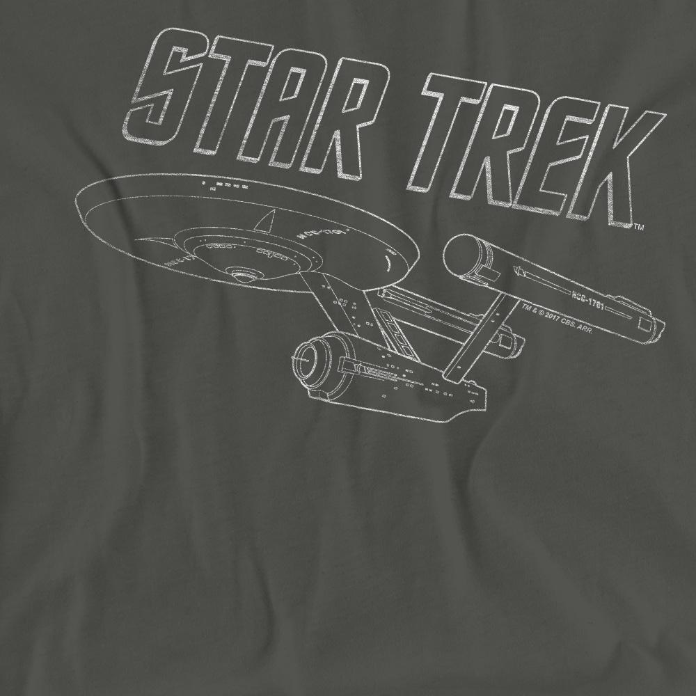 Charcoal - Pack Shot - Star Trek Unisex Adult The Original Series Enterprise T-Shirt