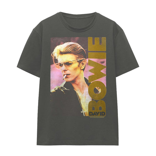 Charcoal - Front - David Bowie Unisex Adult Smokin T-Shirt