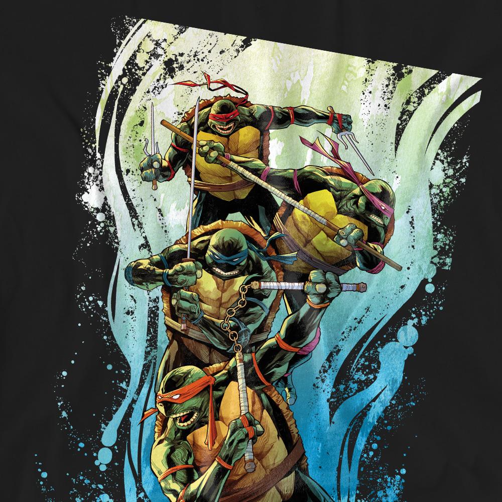 Black - Pack Shot - Teenage Mutant Ninja Turtles Unisex Adult Cool Rainbow Warriors T-Shirt