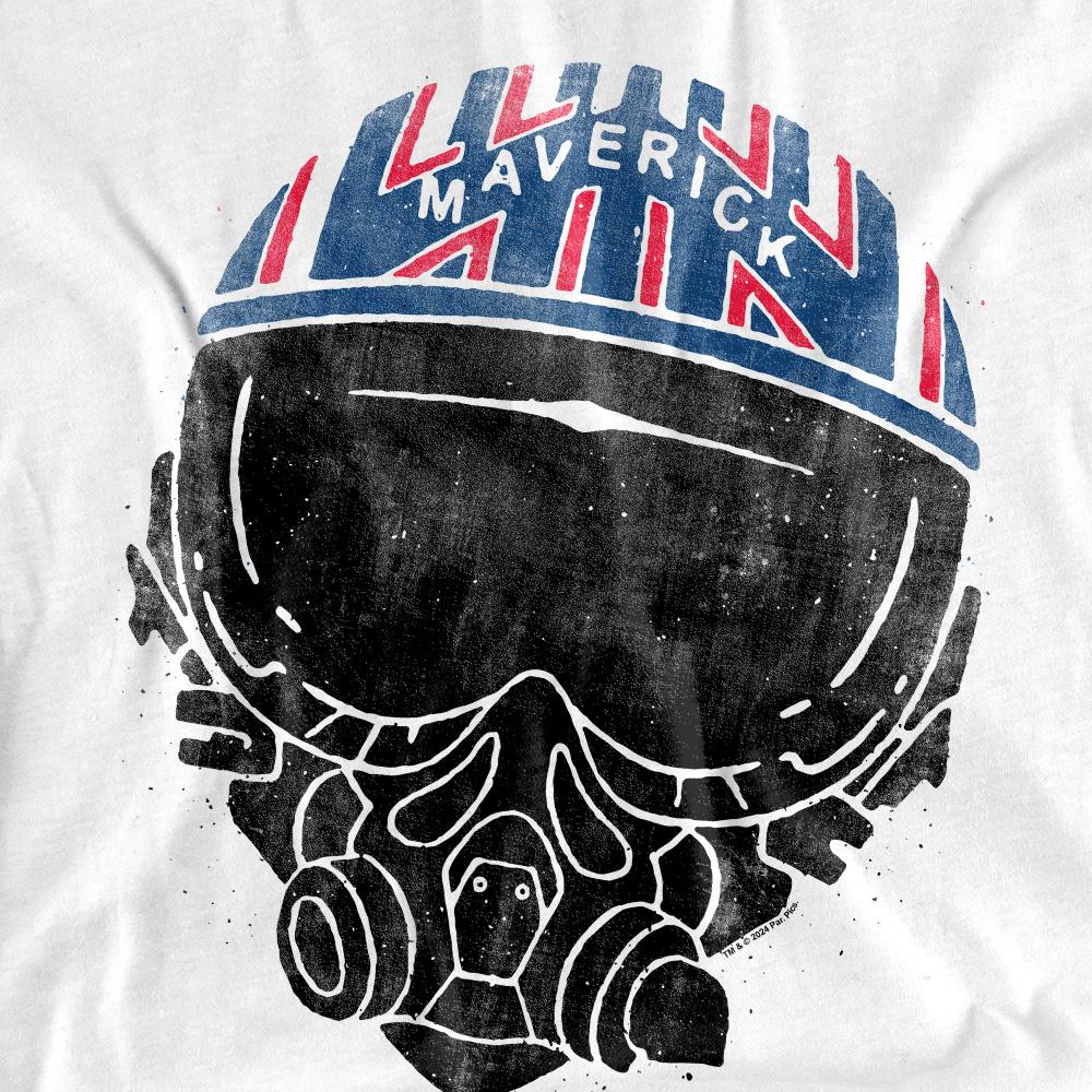 White - Pack Shot - Top Gun Unisex Adult Maverick Helmet T-Shirt