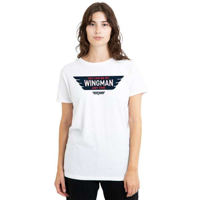 White - Side - Top Gun Unisex Adult Wingman Anytime T-Shirt