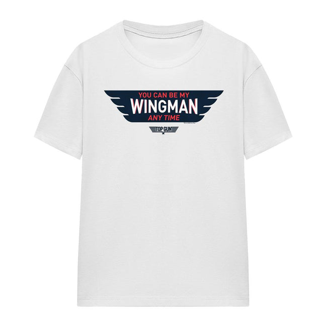 White - Front - Top Gun Unisex Adult Wingman Anytime T-Shirt