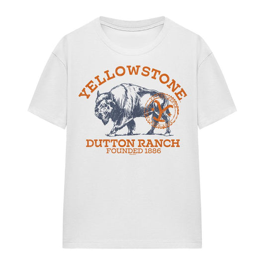 White - Front - Yellowstone Unisex Adult Dutton Ranch Buffalo T-Shirt