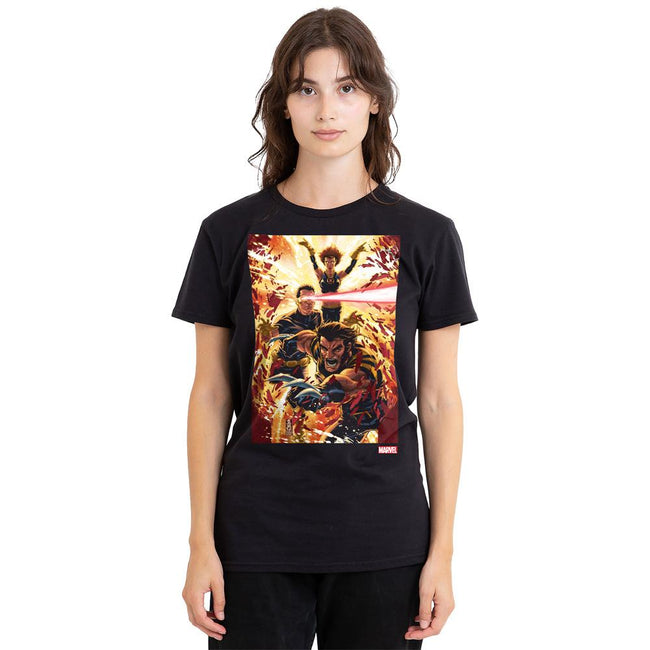 Black - Side - Marvel Unisex Adult X-Men Wolverine Cyclops Jean Grey T-Shirt