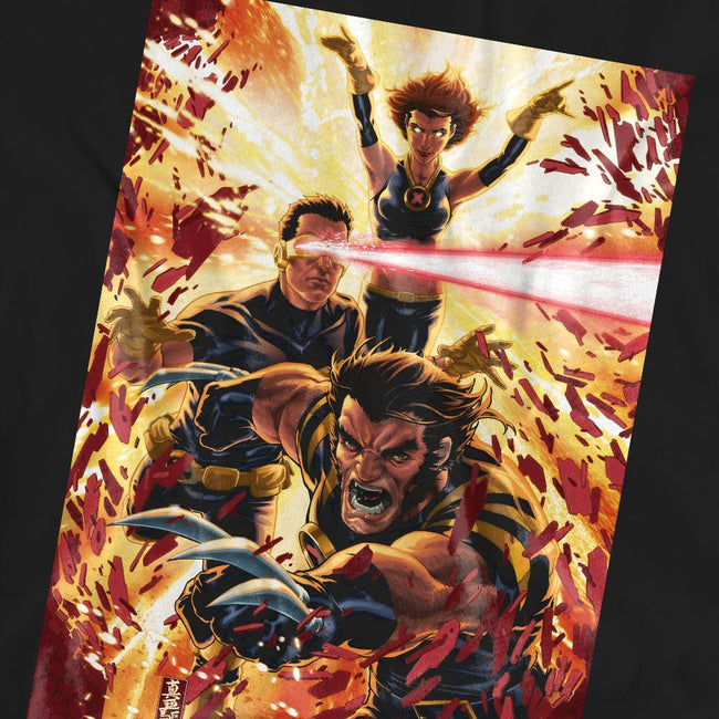 Black - Pack Shot - Marvel Unisex Adult X-Men Wolverine Cyclops Jean Grey T-Shirt