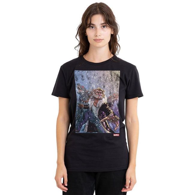 Black - Side - Marvel Unisex Adult X-Men Sabretooth Dogs T-Shirt