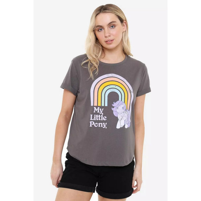 Charcoal - Side - My Little Pony Womens-Ladies Retro Rainbow T-Shirt