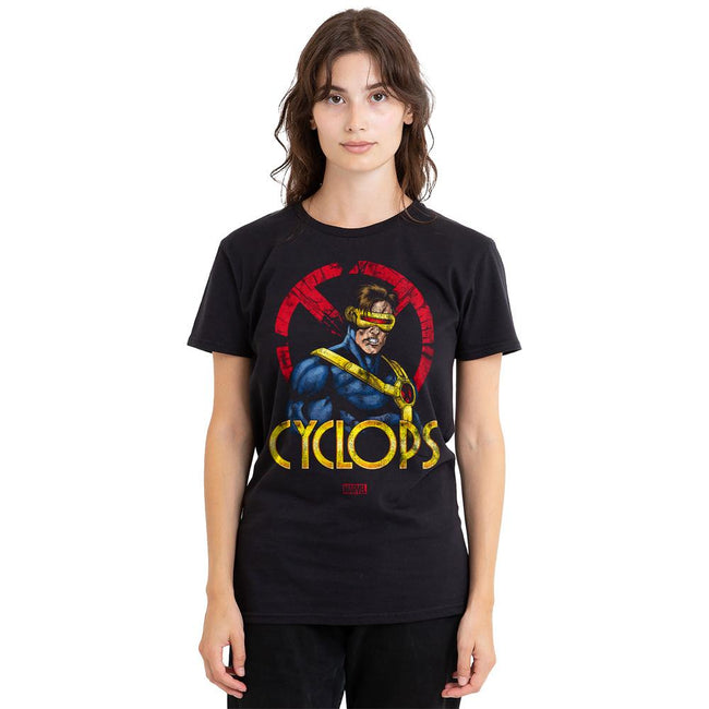 Black - Side - Marvel Unisex Adult X-Men Cyclops Logo T-Shirt