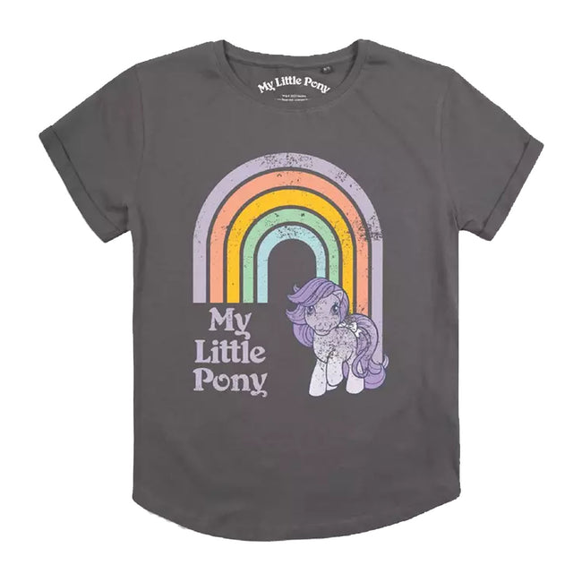 Charcoal - Front - My Little Pony Womens-Ladies Retro Rainbow T-Shirt