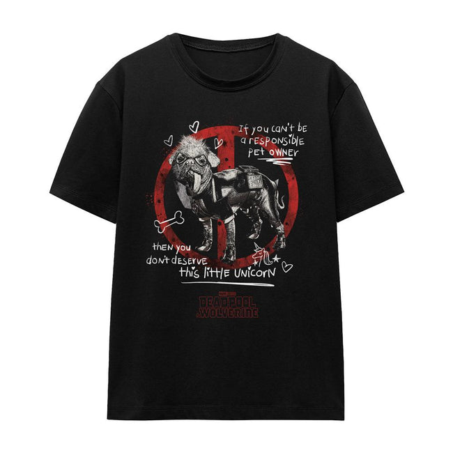 Black - Front - Deadpool & Wolverine Unisex Adult Dogpool Unicorn T-Shirt