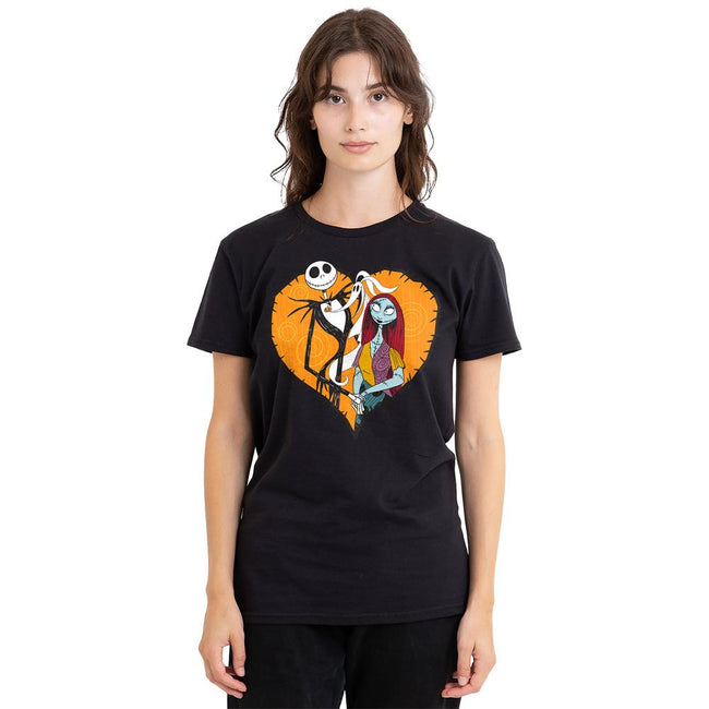 Black - Side - The Nightmare Before Christmas Unisex Adult Jack Sally Heart T-Shirt