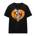 Black - Front - The Nightmare Before Christmas Unisex Adult Jack Sally Heart T-Shirt