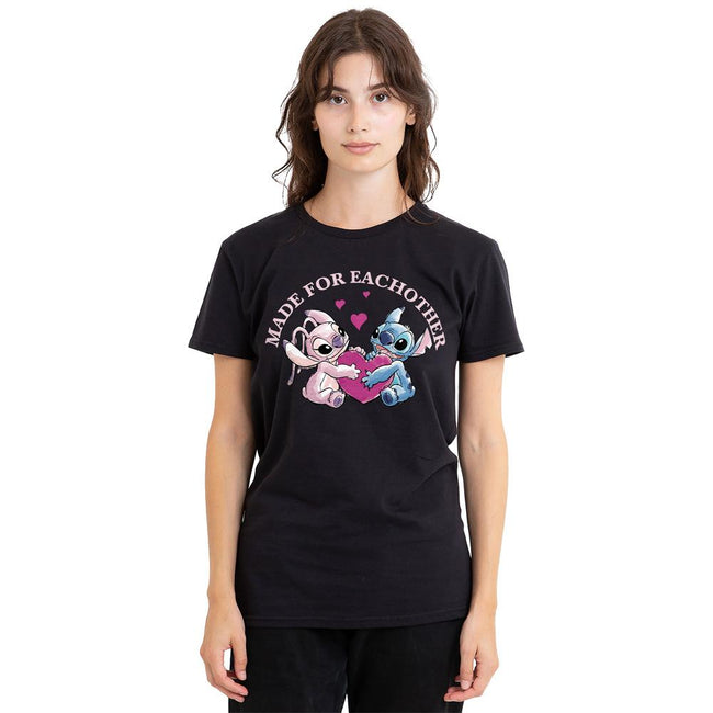Black - Side - Lilo & Stitch Unisex Adult Made For Each Other T-Shirt