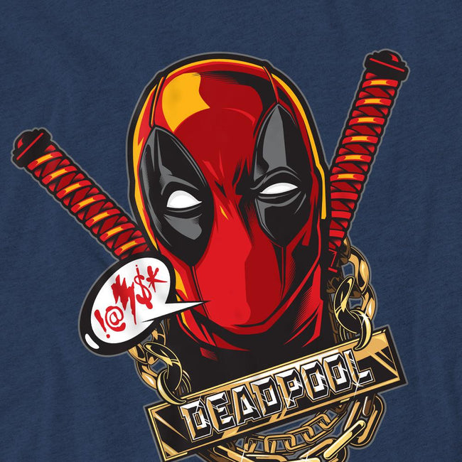 Heather Navy - Pack Shot - Deadpool Unisex Adult Gangster T-Shirt