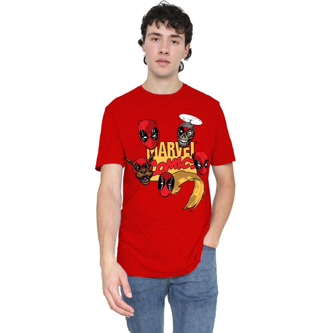Heather Red - Side - Deadpool Unisex Adult Character Heads T-Shirt