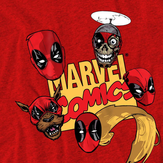 Heather Red - Pack Shot - Deadpool Unisex Adult Character Heads T-Shirt