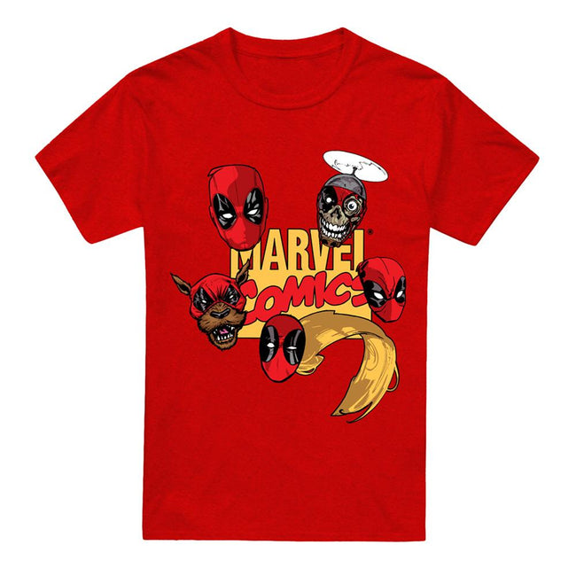 Heather Red - Front - Deadpool Unisex Adult Character Heads T-Shirt