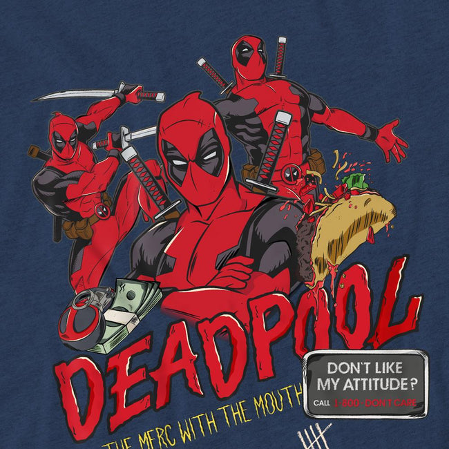Heather Navy - Pack Shot - Deadpool Unisex Adult Attitude T-Shirt