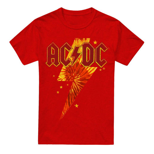 Red - Front - AC-DC Unisex Adult Tie Dye Bolt T-Shirt