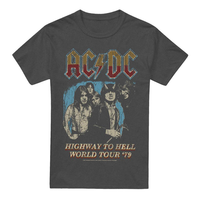 Charcoal - Front - AC-DC Unisex Adult Highway World Tour 79 T-Shirt