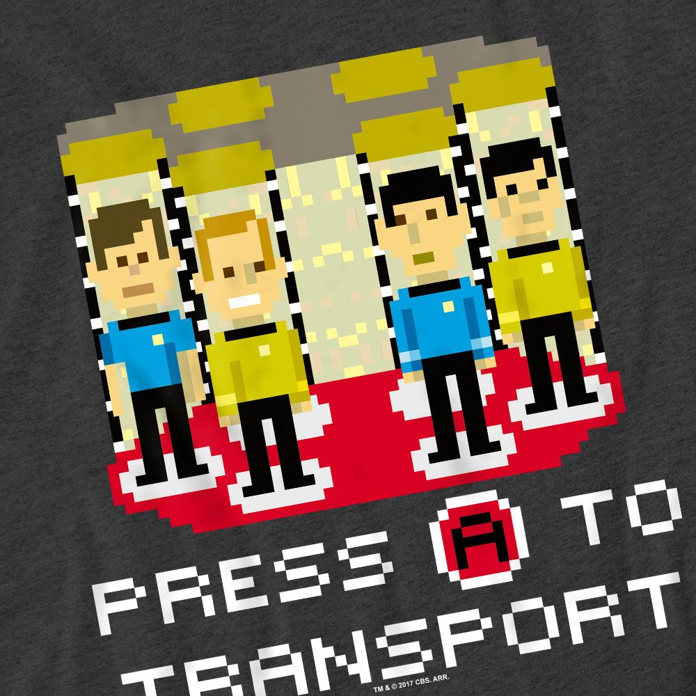 Charcoal - Pack Shot - Star Trek Unisex Adult Press A to Transport T-Shirt