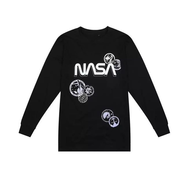 Black - Front - NASA Mens Cluster Long-Sleeved T-Shirt