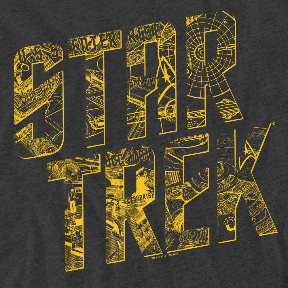 Charcoal - Pack Shot - Star Trek Unisex Adult Schematic Logo T-Shirt