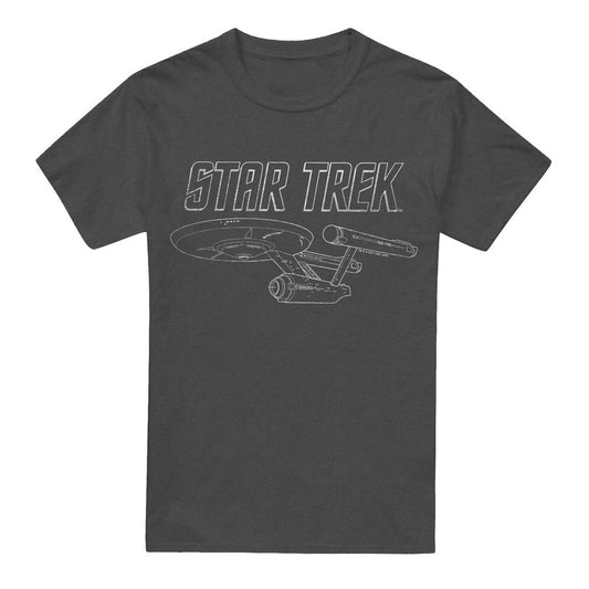 Charcoal - Front - Star Trek Unisex Adult The Original Series Enterprise T-Shirt
