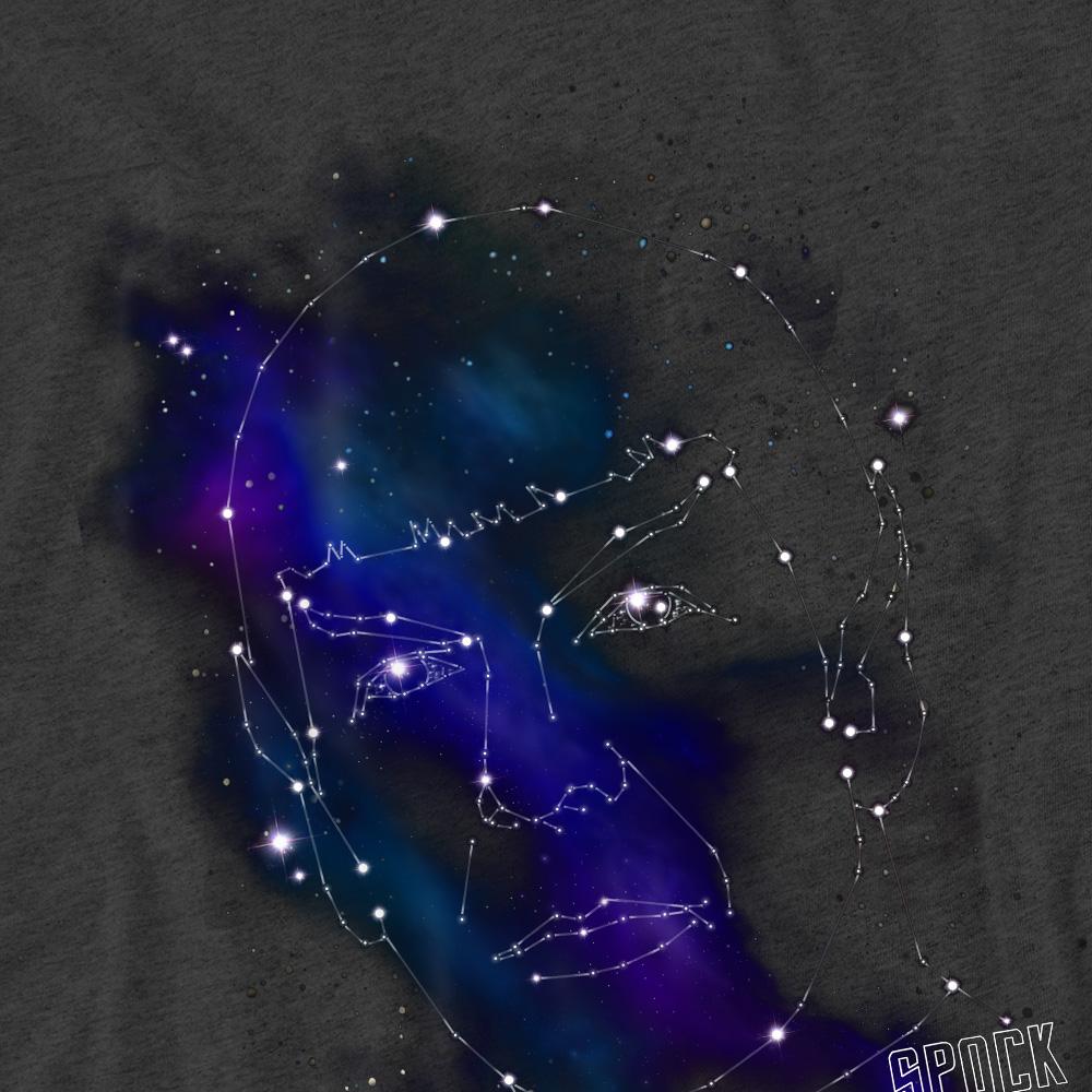 Charcoal - Pack Shot - Star Trek Unisex Adult Spock Constellations T-Shirt