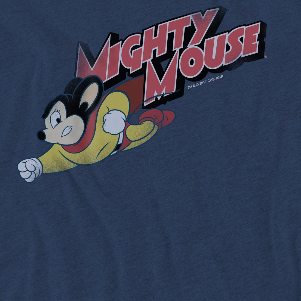 Navy - Pack Shot - Mighty Mouse Unisex Adult Mighty Retro T-Shirt