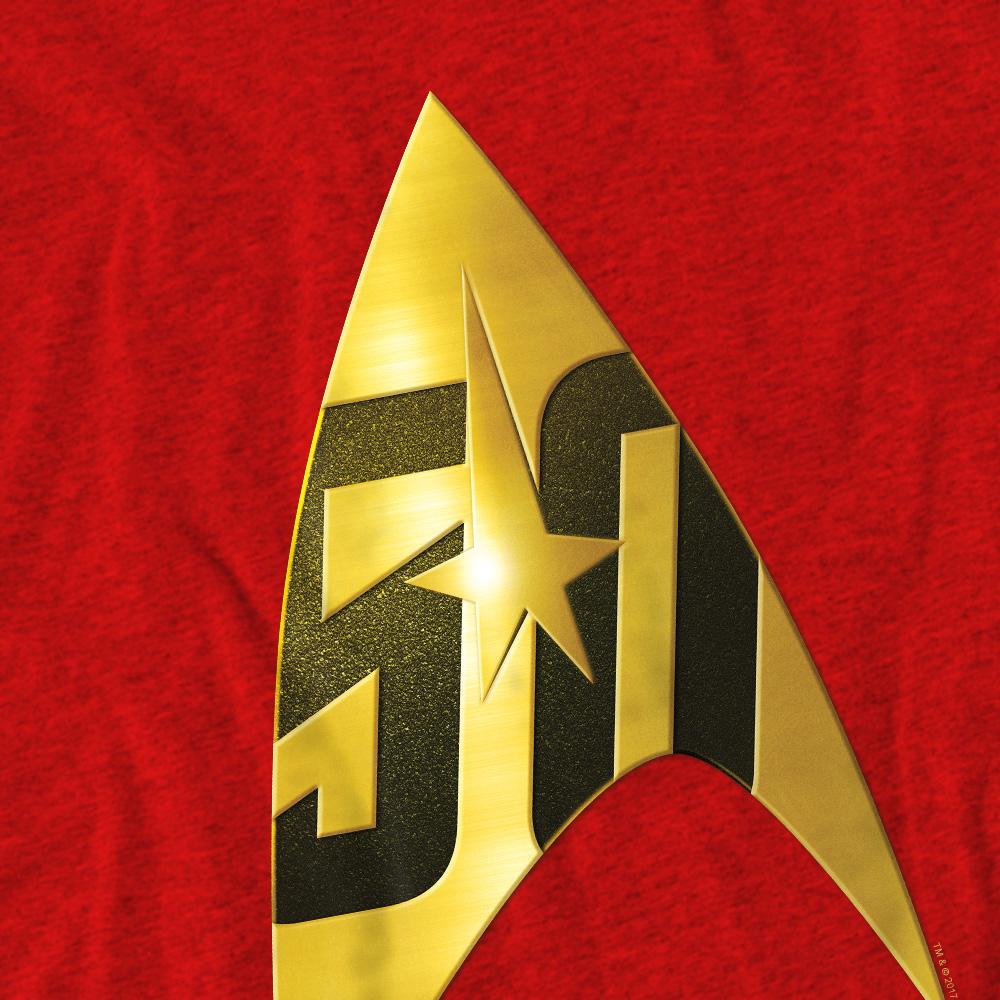 Red - Pack Shot - Star Trek Unisex Adult 50th Anniversary Delta T-Shirt