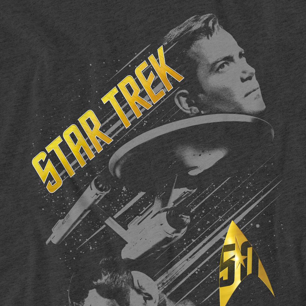 Charcoal - Pack Shot - Star Trek Unisex Adult 50 Year Frontier T-Shirt