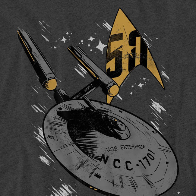 Charcoal - Pack Shot - Star Trek Unisex Adult Enterprise Dash T-Shirt