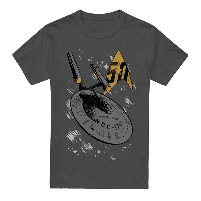Charcoal - Front - Star Trek Unisex Adult Enterprise Dash T-Shirt
