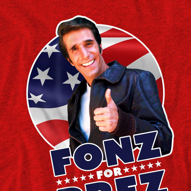 Red - Pack Shot - Happy Days Unisex Adult Fonz for Prez T-Shirt