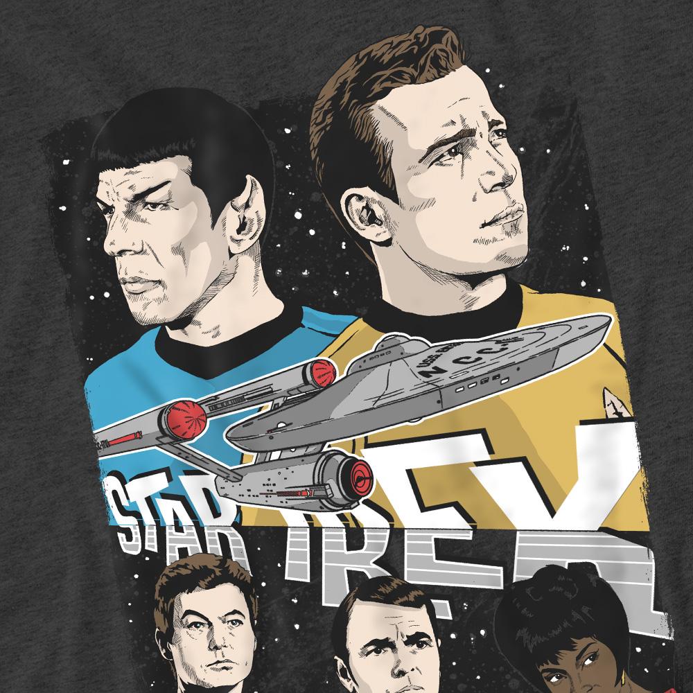 Charcoal - Pack Shot - Star Trek Unisex Adult Illustrated Crew T-Shirt