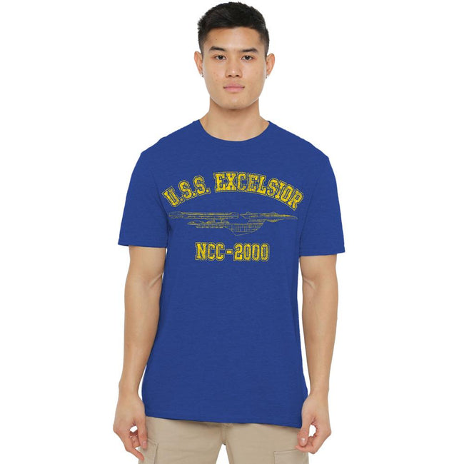 Royal Blue - Side - Star Trek Unisex Adult Excelsior Athletic T-Shirt