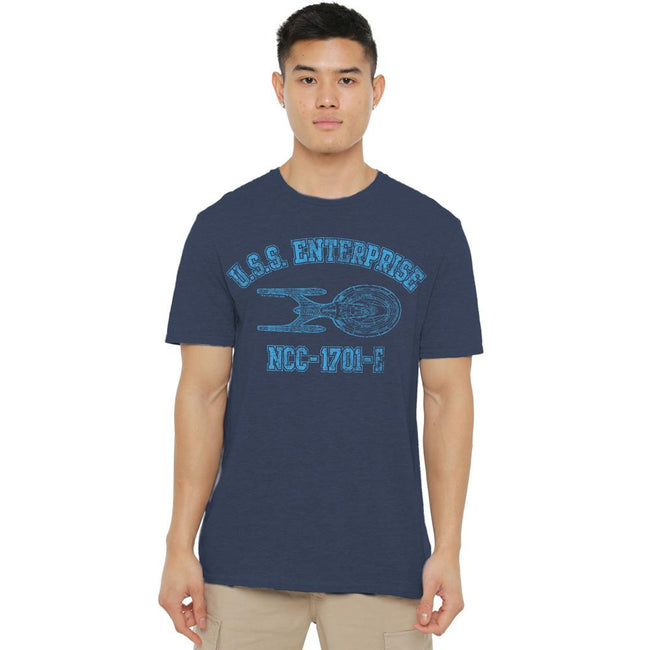 Navy - Pack Shot - Star Trek Unisex Adult Enterprise E Athletic T-Shirt