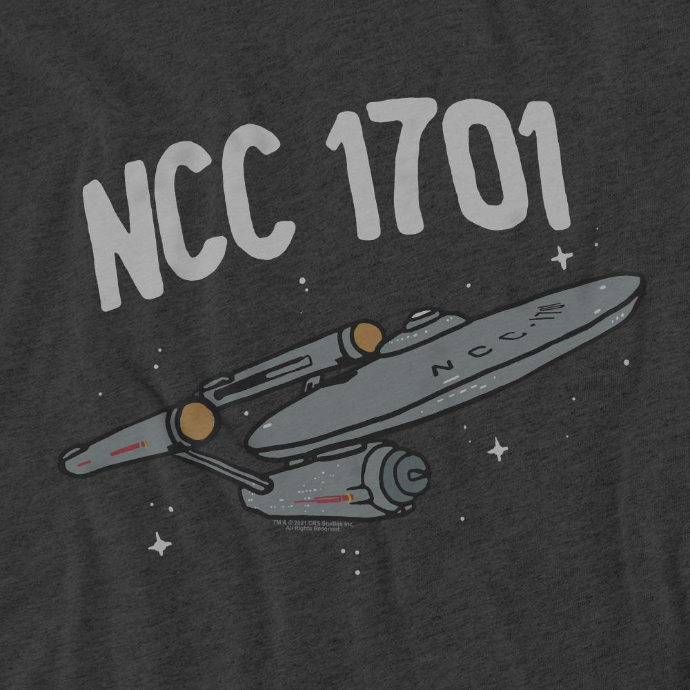 Charcoal - Pack Shot - Star Trek Unisex Adult The First Enterprise T-Shirt