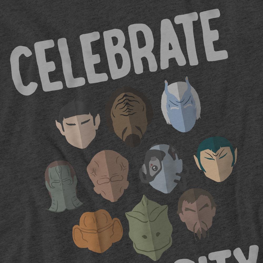 Charcoal - Pack Shot - Star Trek Unisex Adult The Celebrate Diversity T-Shirt