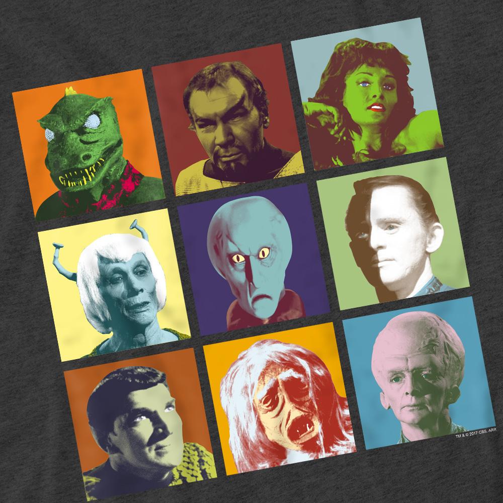Charcoal - Pack Shot - Star Trek Unisex Adult Alien Squares T-Shirt